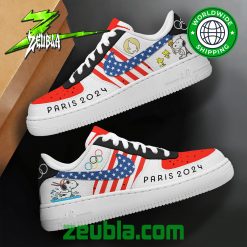 Olympic Paris 2024 Snoopy Team USA Air Force 1 Shoes