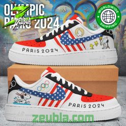 Olympic Paris 2024 Snoopy Team USA Air Force 1 Shoes