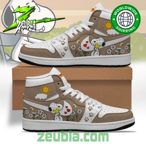 Snoopy Brown Nike Air Jordan High Top Shoes