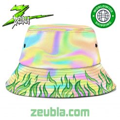 Billie Eilish Fire Rainbow Gradient Bucket Hat