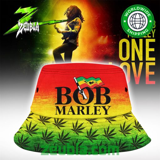 Bob Marley One Love Canabis Bucket Hat